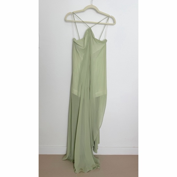 Jacquemus Light Green Asymmetrical Chiffon Dress Runway, size XS - Picture 2 of 8